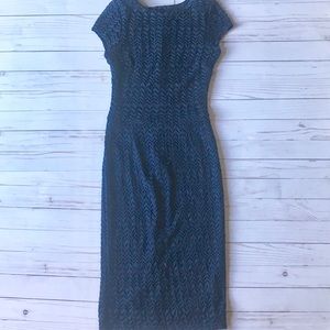 AQUA brand Navy blue knit pencil dress